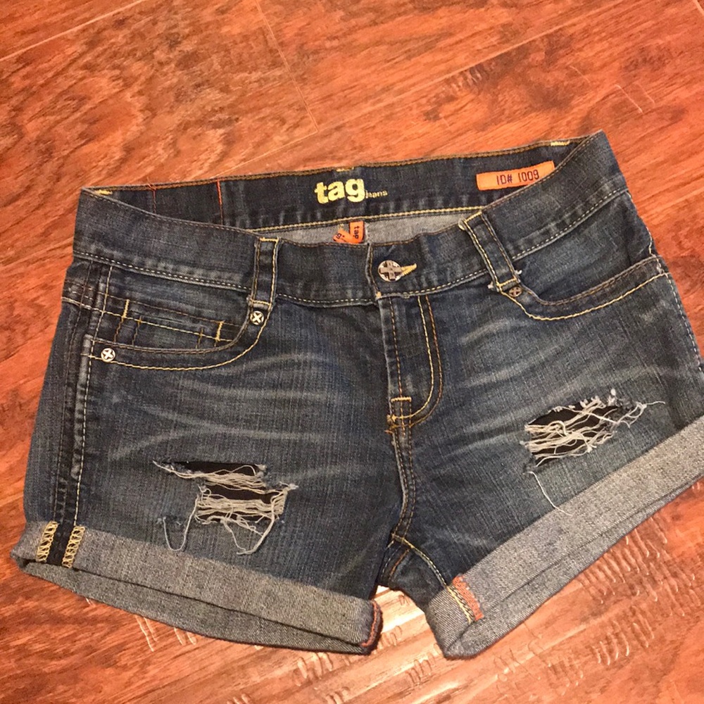 Tag distressed jean short shorts stretch size 30